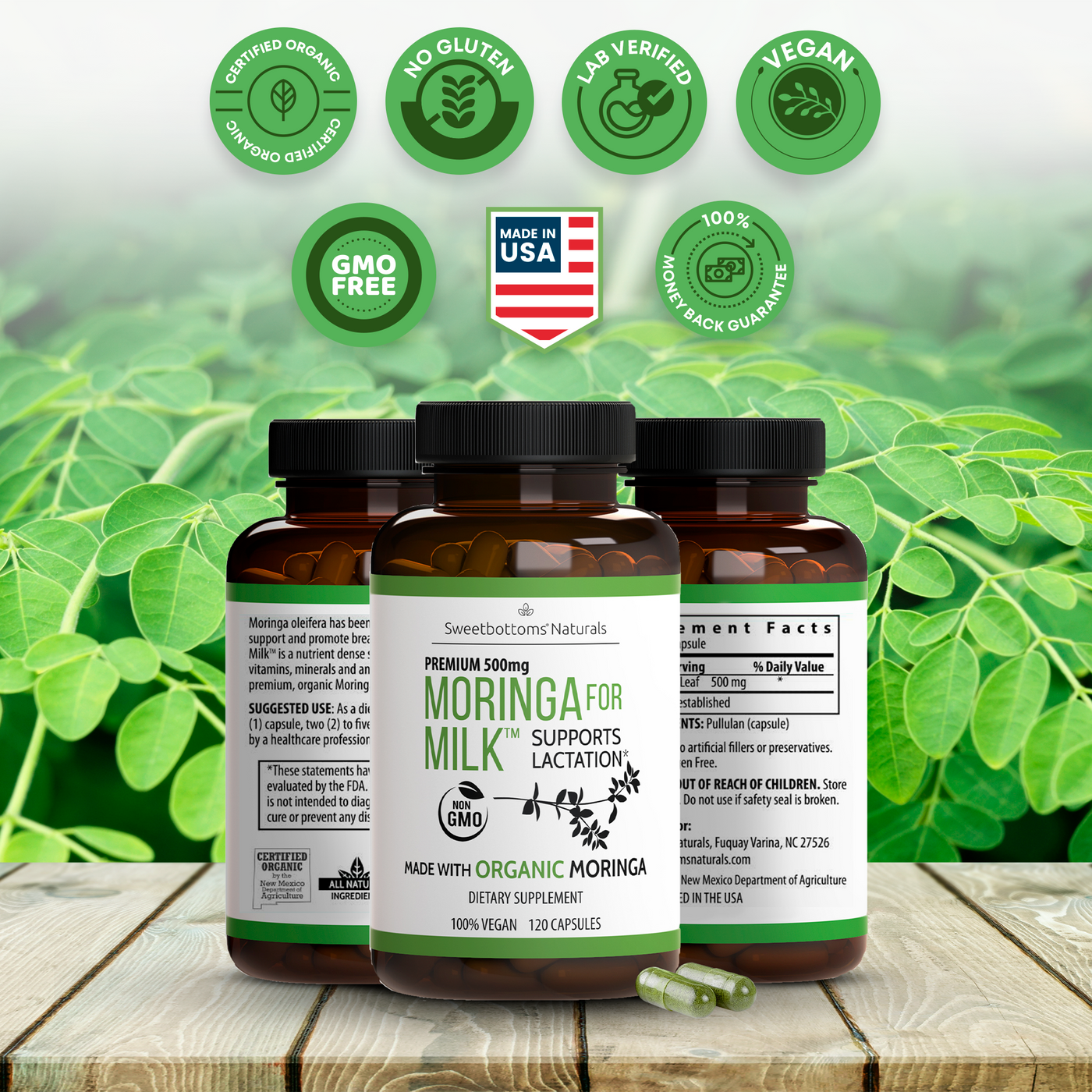 Organic Moringa for Milk™ - 120 Capsules